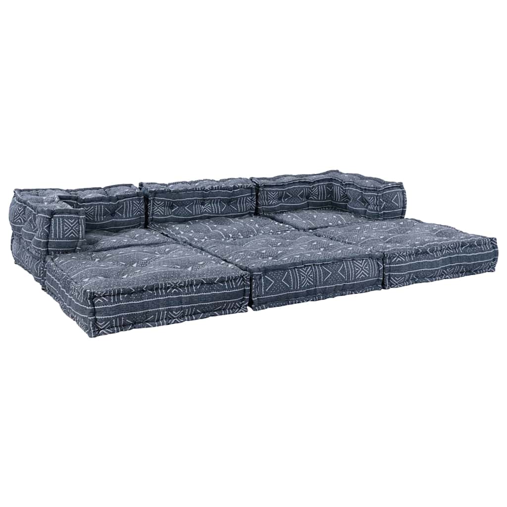 3-seters modulær pouff-sofa i konvertibel indigo-stoff