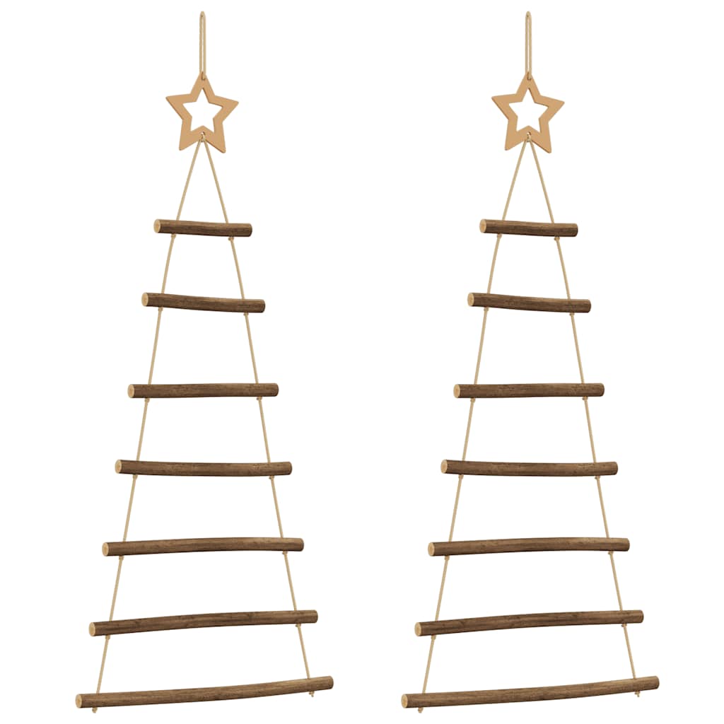 Hengende juletrær med toppstjerner 2 stk 42x90 cm Naturlig gren