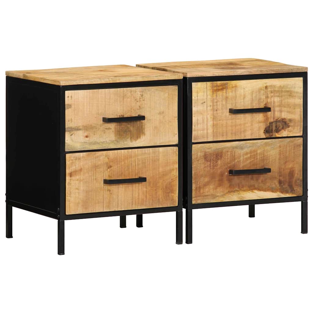 Nattbordskap 2 pcs Brunt og svart 40 x 35 x 50 cm heltre mango