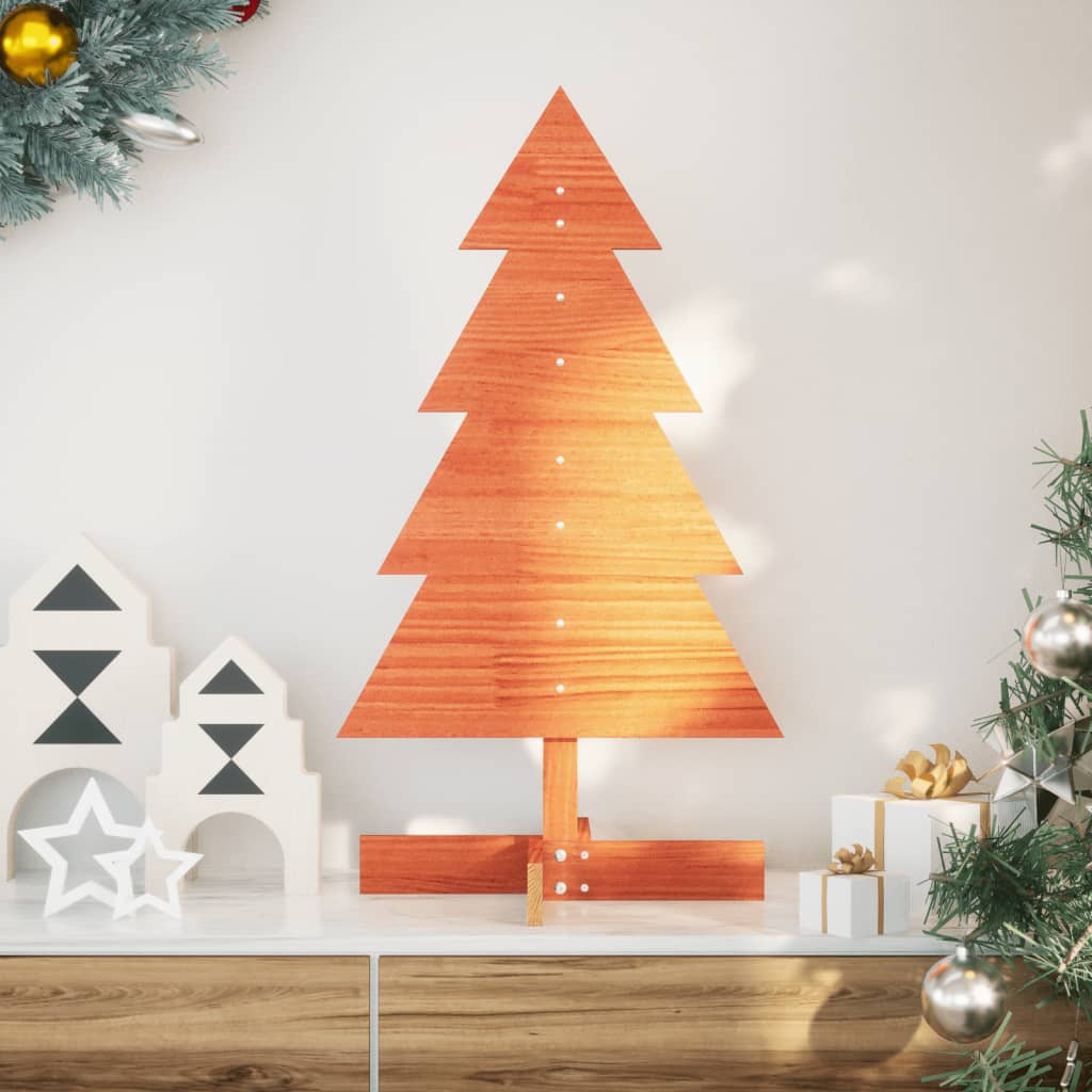Juletre av tre til pynt voksbrun 80 cm heltre furu