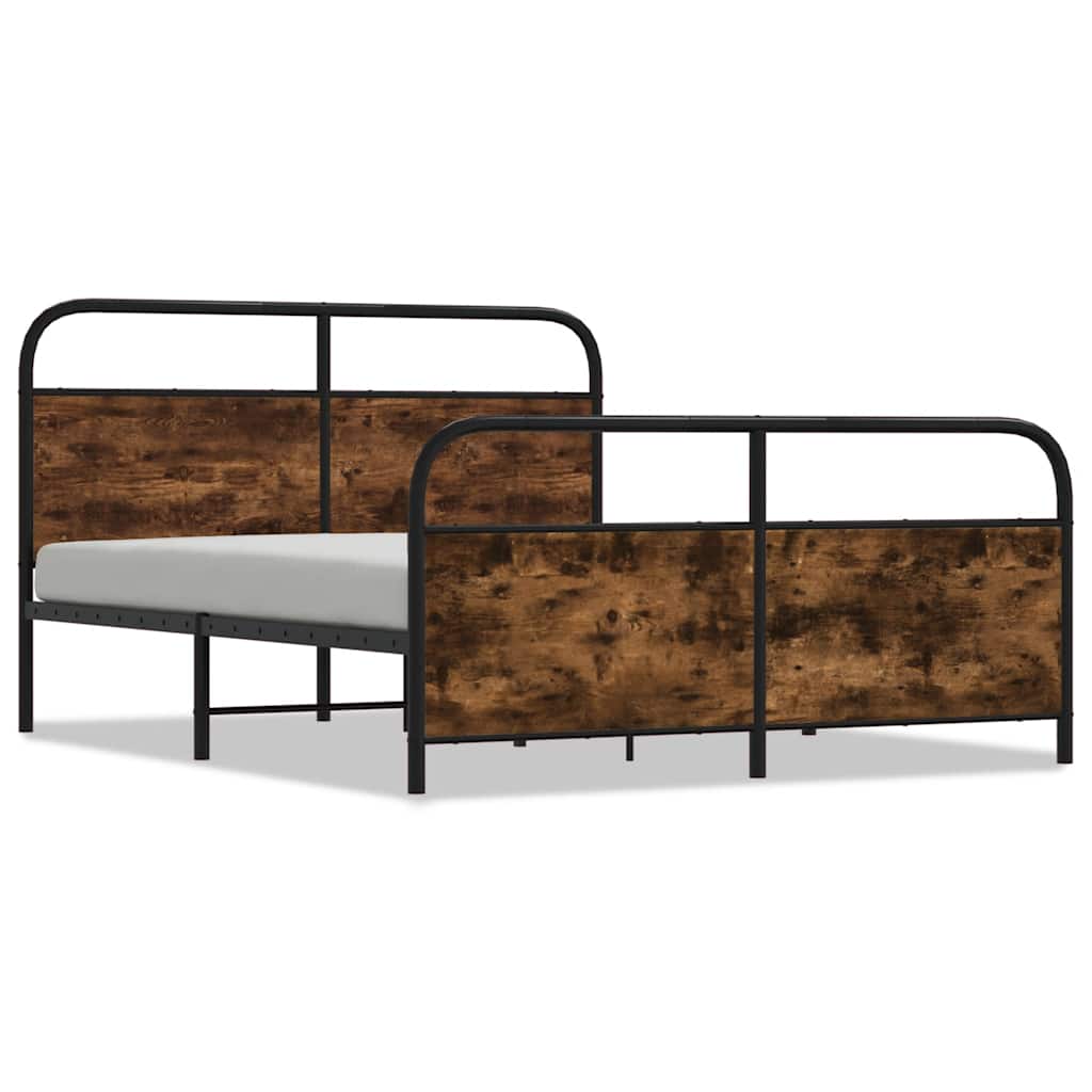 Sengeramme i metall uten madrass røkt eik 150x200 cm