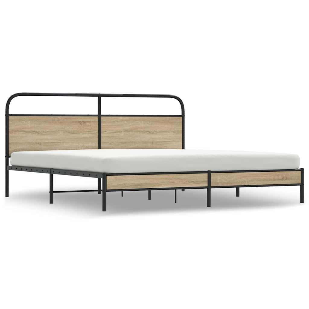 Sengeramme i metall uten madrass røkt eik 180x200 cm