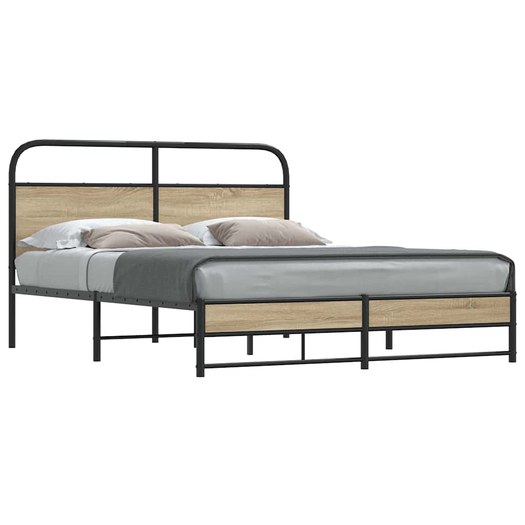 Sengeramme i metall uten madrass røkt eik 160x200 cm