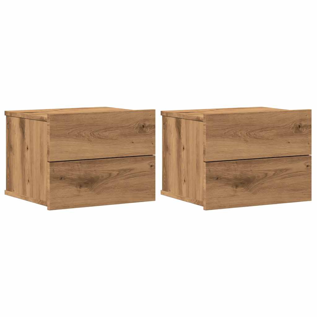 Veggmonterte nattbord 2 stk artisan eik 40x32x30 cm