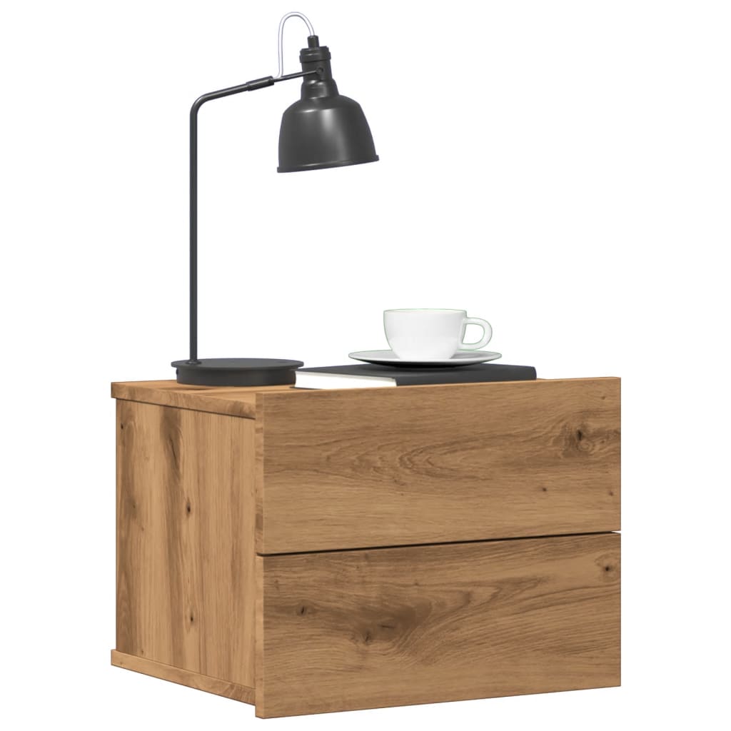 Veggmonterte nattbord 2 stk artisan eik 40x32x30 cm
