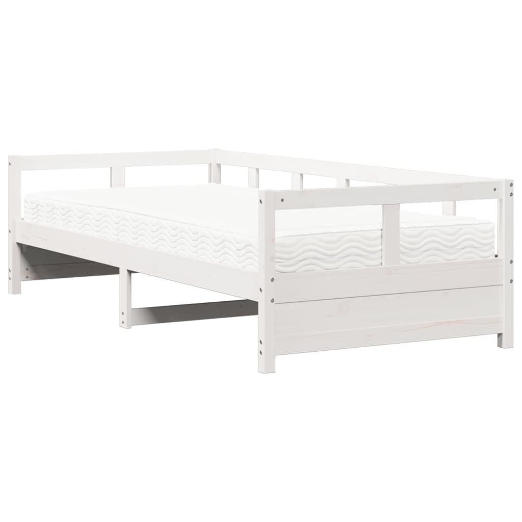 Dagseng med madrass hvit 90x200 cm heltre furu