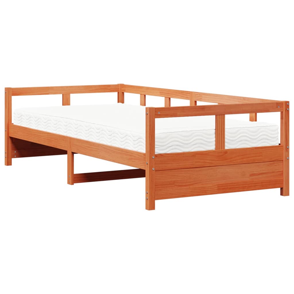 Dagseng med madrass voksbrun 90x200 cm heltre furu