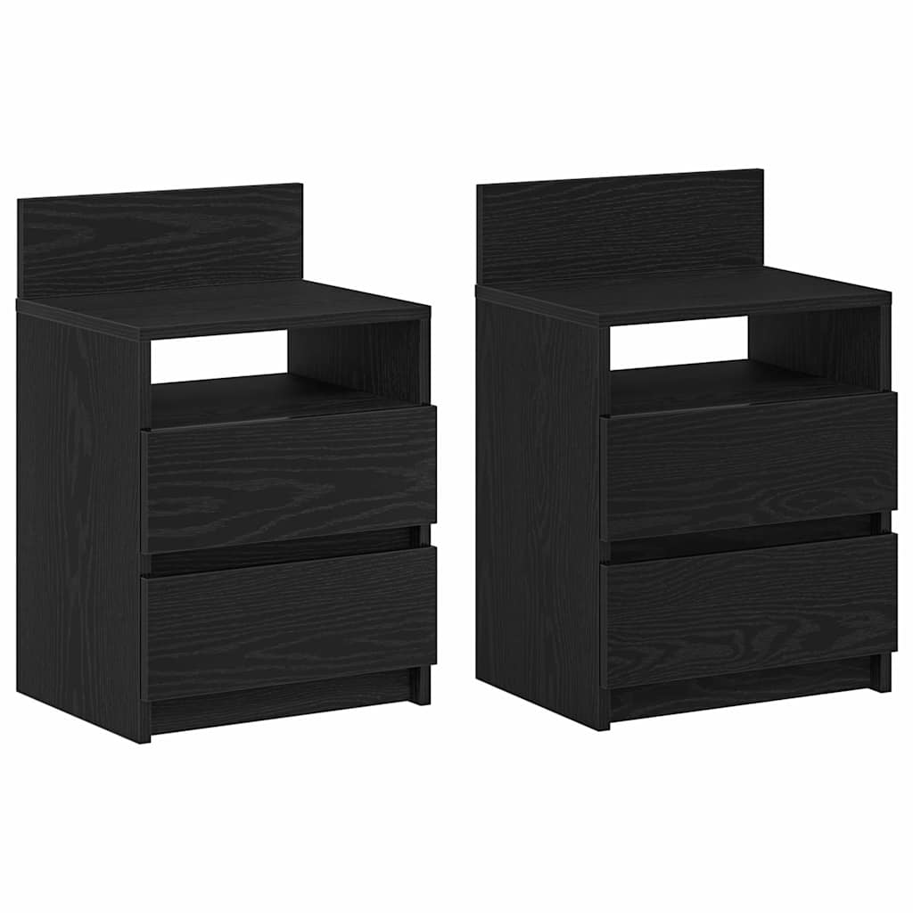 Nattbord 2 stk med 2 skuffer svart 40x33x60 cm