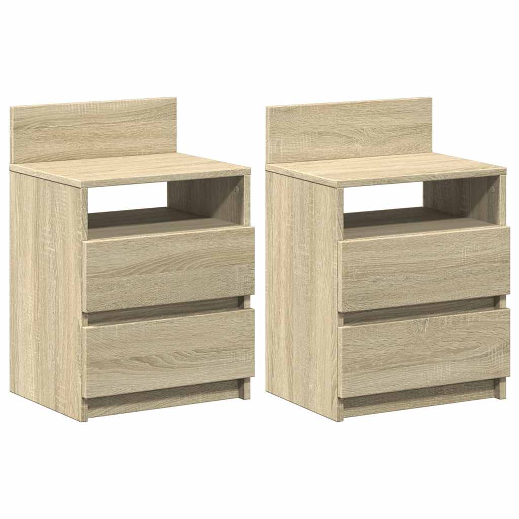 Nattbord 2 stk med 2 skuffer sonoma eik 40x33x60 cm