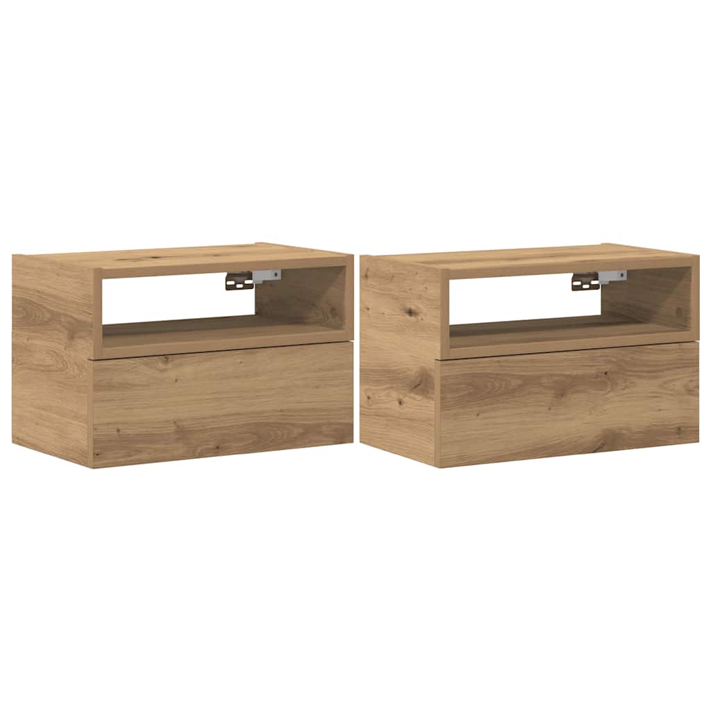 Veggmonterte nattbord 2 stk artisan eik 45x26x28,5 cm