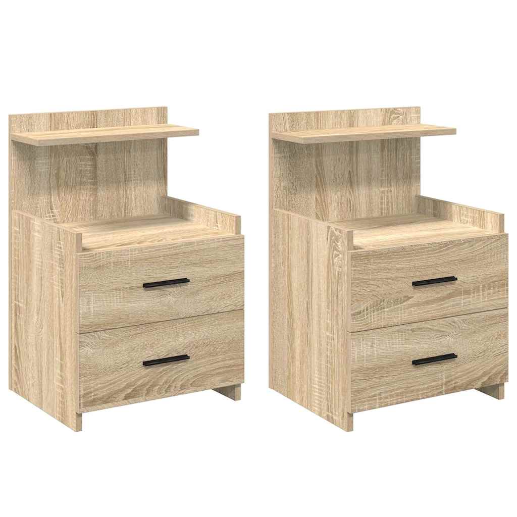 Nattbord 2 stk med 2 skuffer Sonoma eik 40x36,5x62 cm