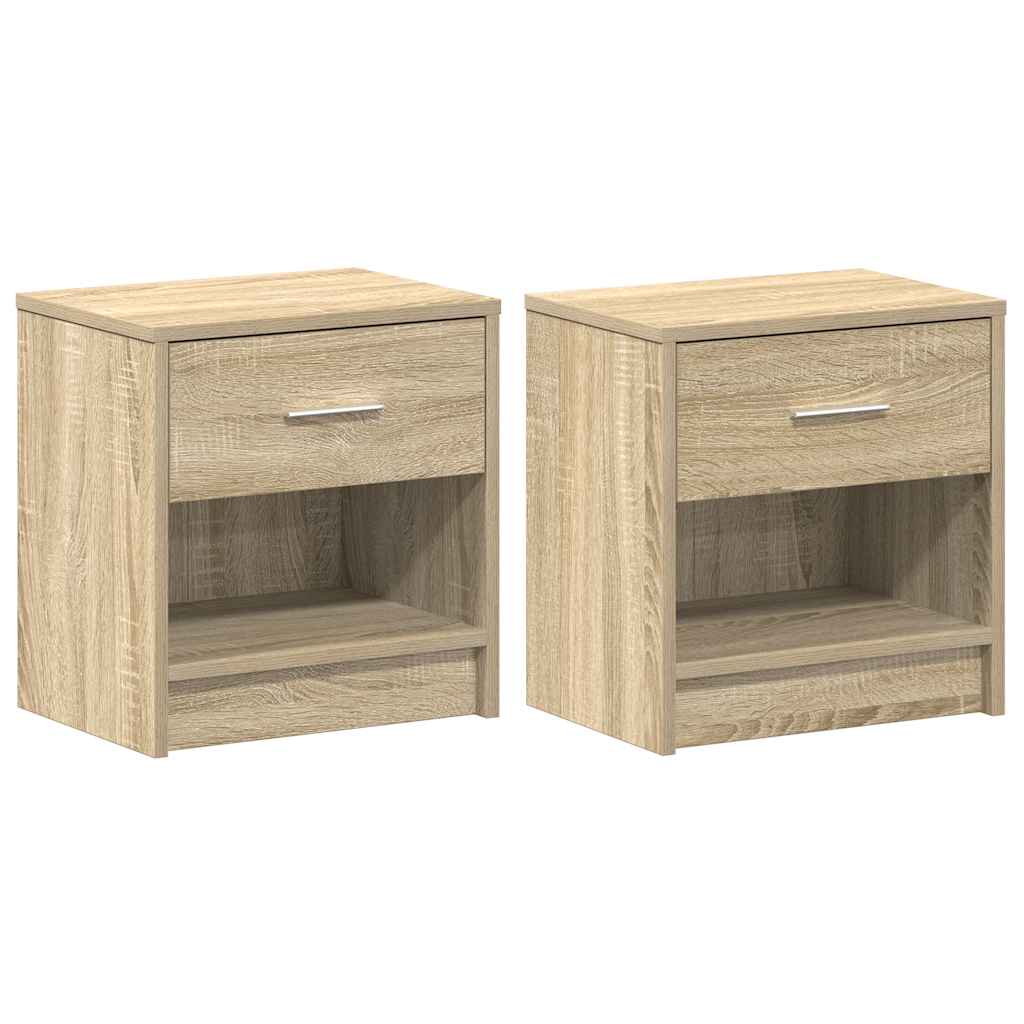 Nattbord 2 stk med skuff sonoma eik 39x28x41 cm