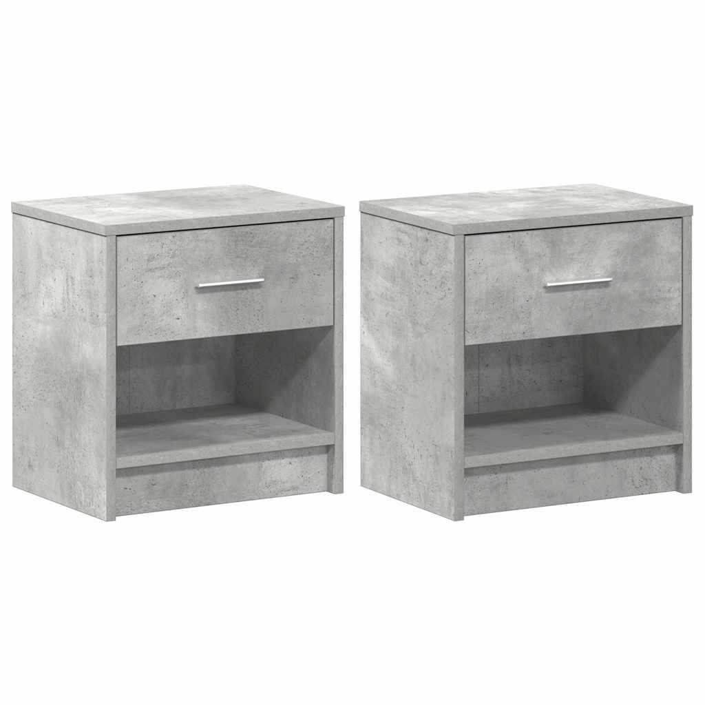 Nattbord 2 stk med skuff betonggrå 39x28x41 cm