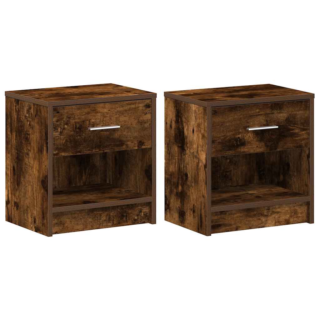 Nattbord 2 stk med skuff røkt eik 39x28x41 cm