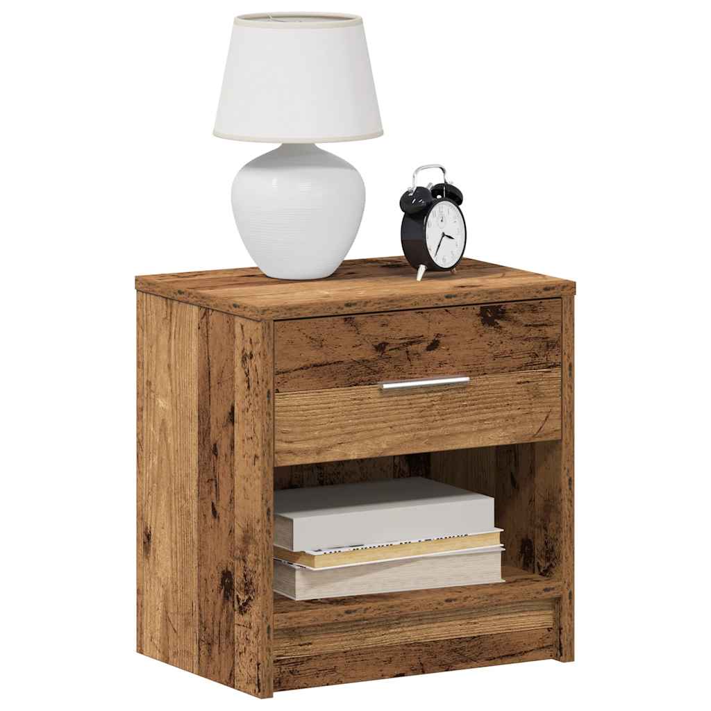 Nattbord 2 stk med skuff gammelt tre 39x28x41 cm