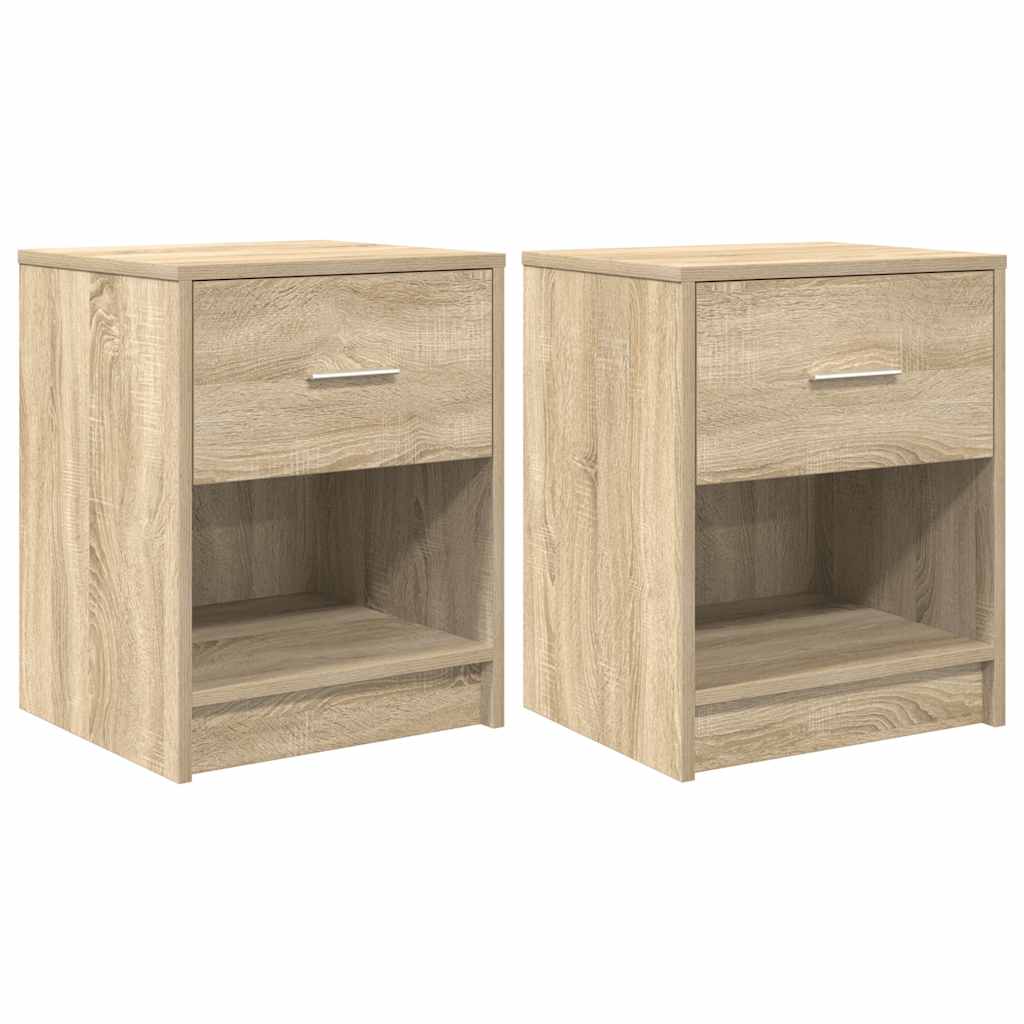 Nattbord 2 stk med skuff sonoma eik 40x34x50 cm