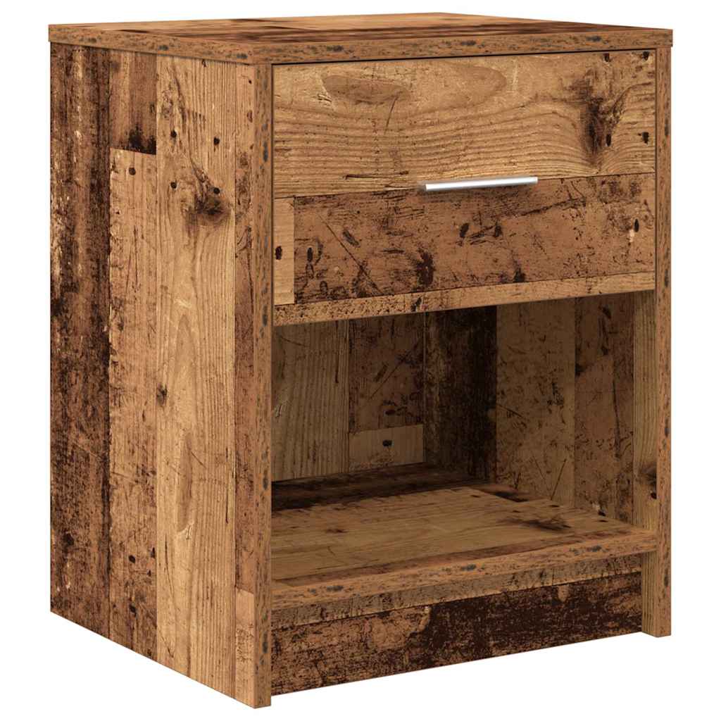 Nattbord med skuff gammelt tre 40x34x50 cm