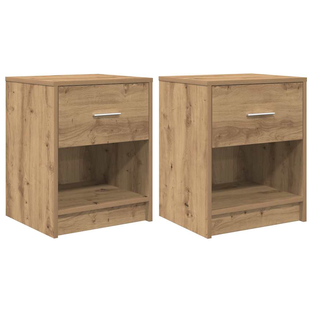 Nattbord 2 stk med skuff artisan eik 40x34x50 cm