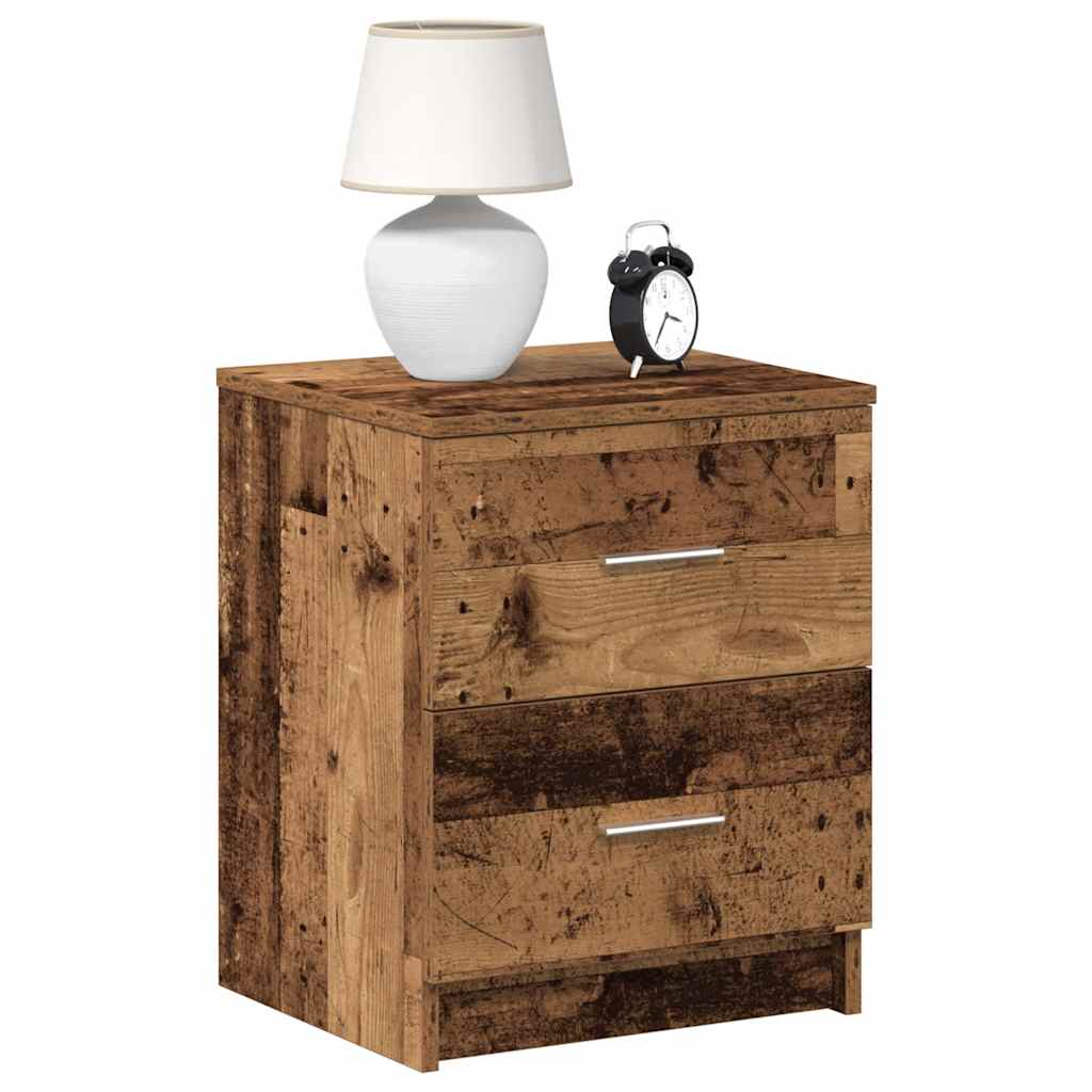 Nattbord 2 stk med 2 skuffer gammelt tre 40x36x50 cm