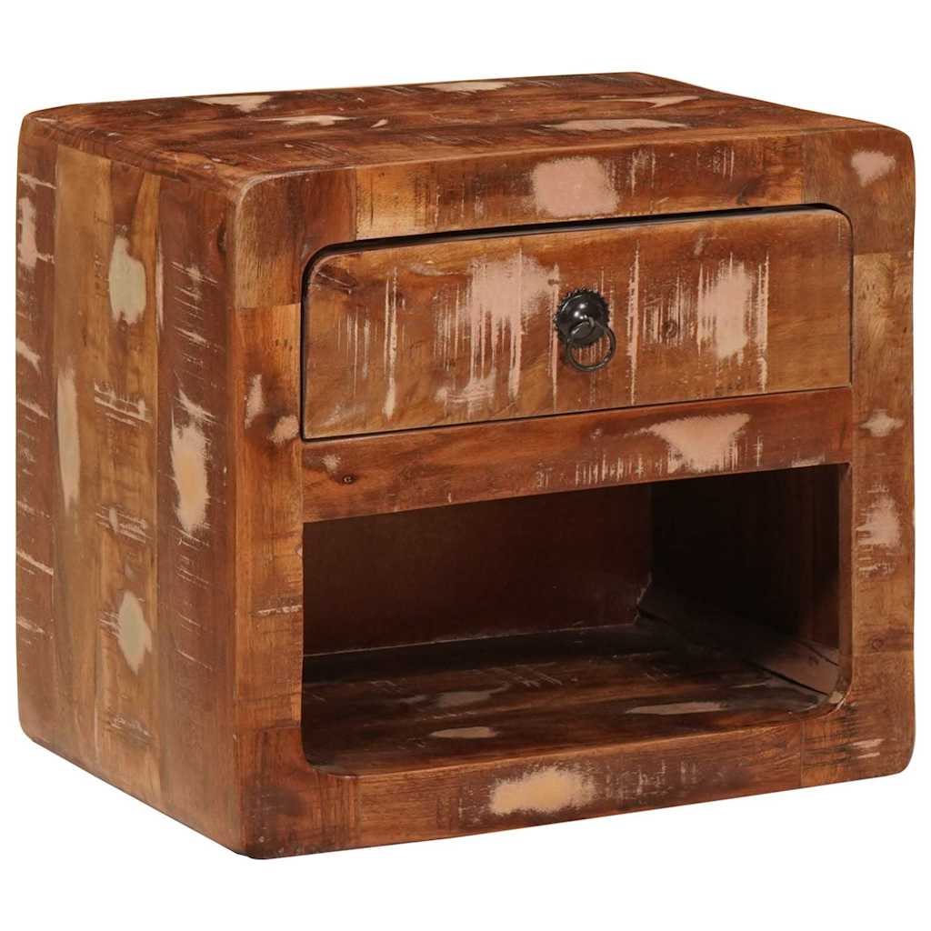 Vegghengt nattbord Flerfarget 40 x 30 x 36 cm gjenvunnet heltre