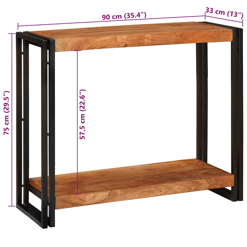 Konsollbord med hylle Brun 90 x 33 x 75 cm heltre akasie