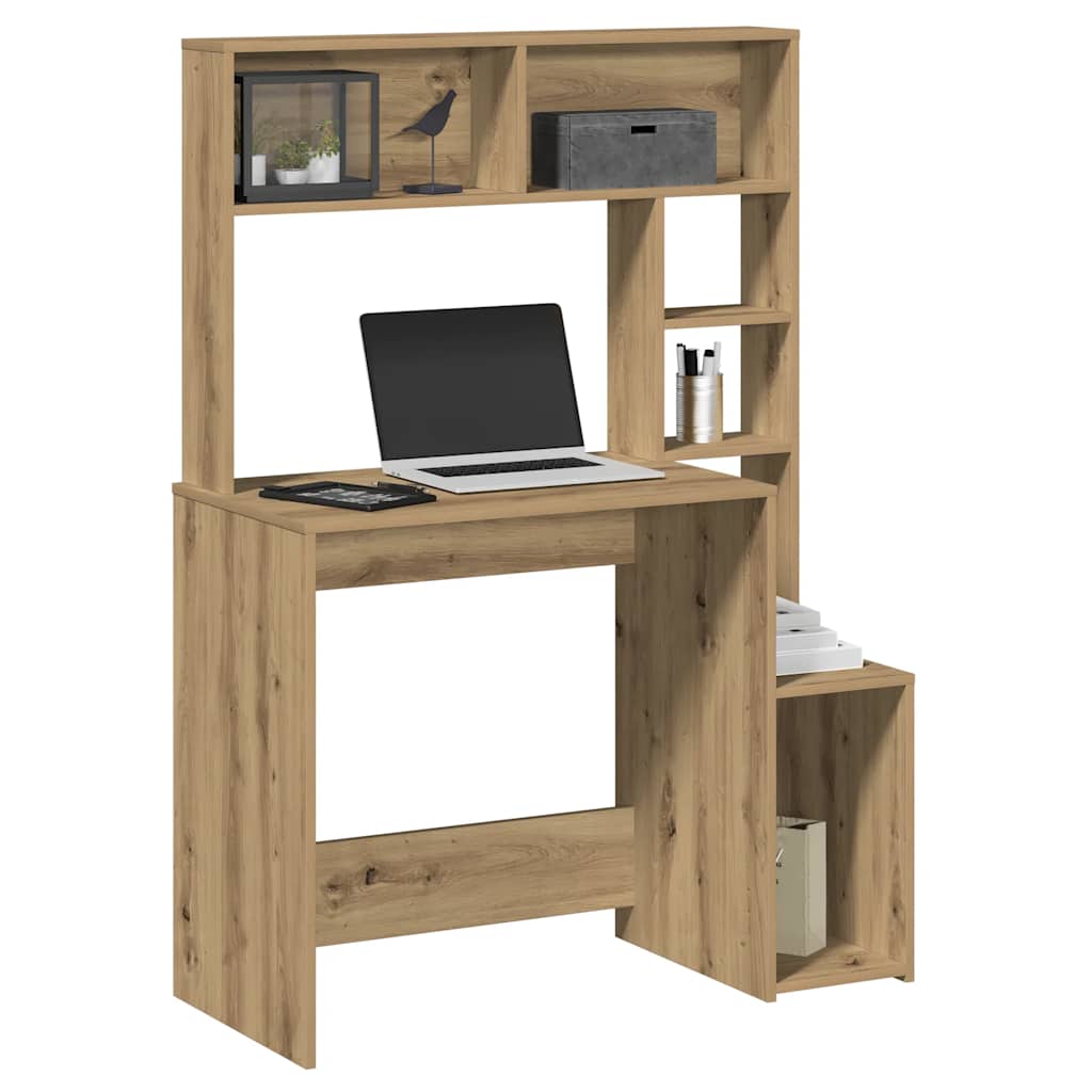 Skrivebord med hyller artisan eik 100x45x140 cm konstruert tre