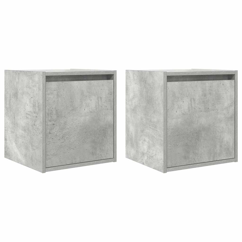 Veggmonterte nattbord 2 stk betonggrå 38x34x40 cm