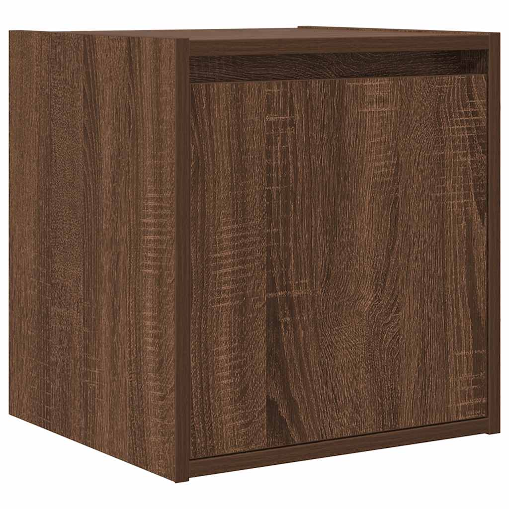 Veggmontert nattbord brun eik 38x34x40 cm