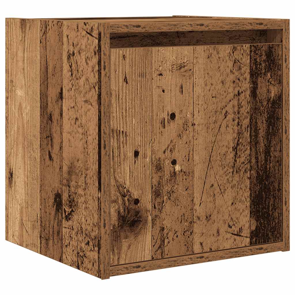 Veggmontert nattbord gammelt tre 38x34x40 cm
