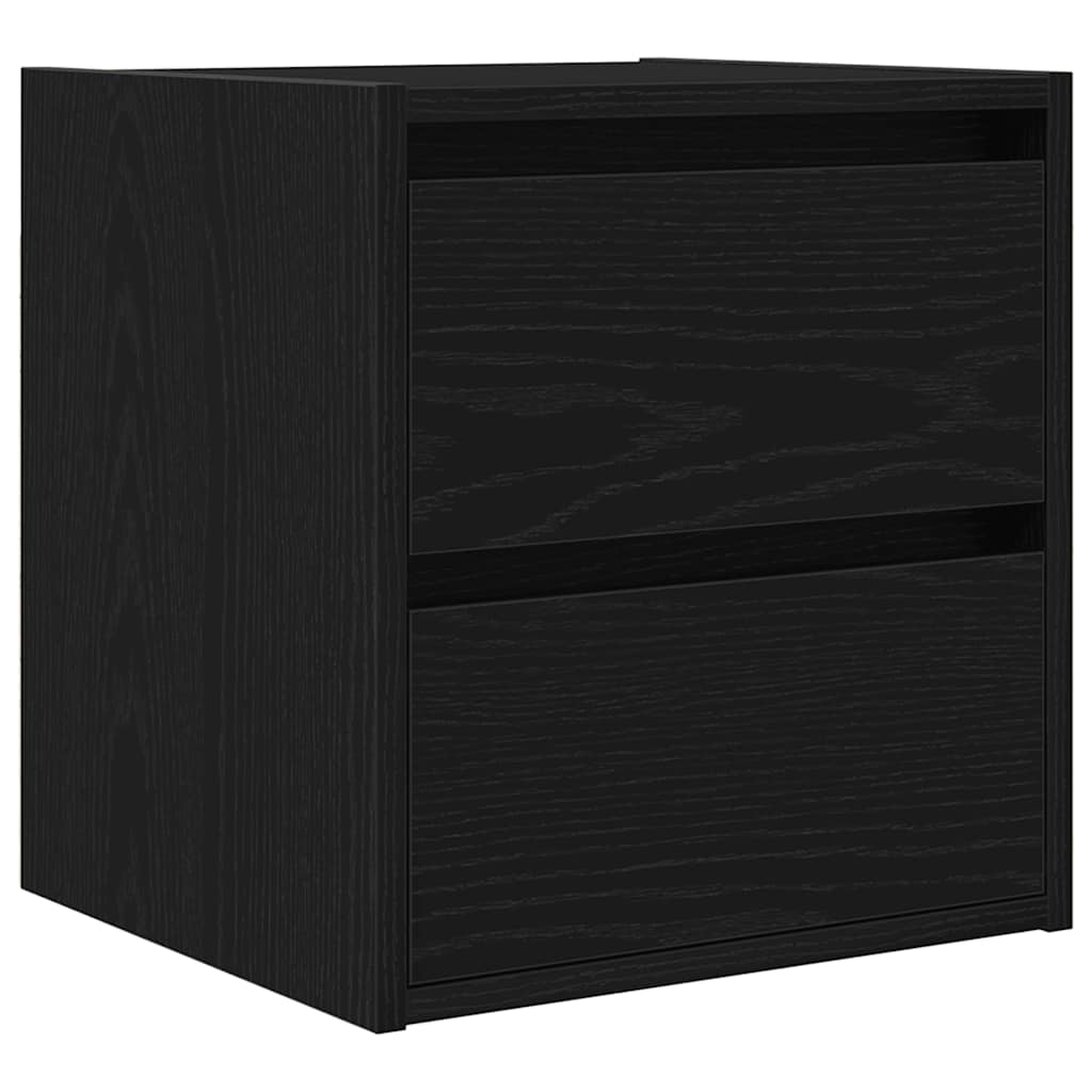 Veggmontert nattbord svart eik 38x34x40 cm