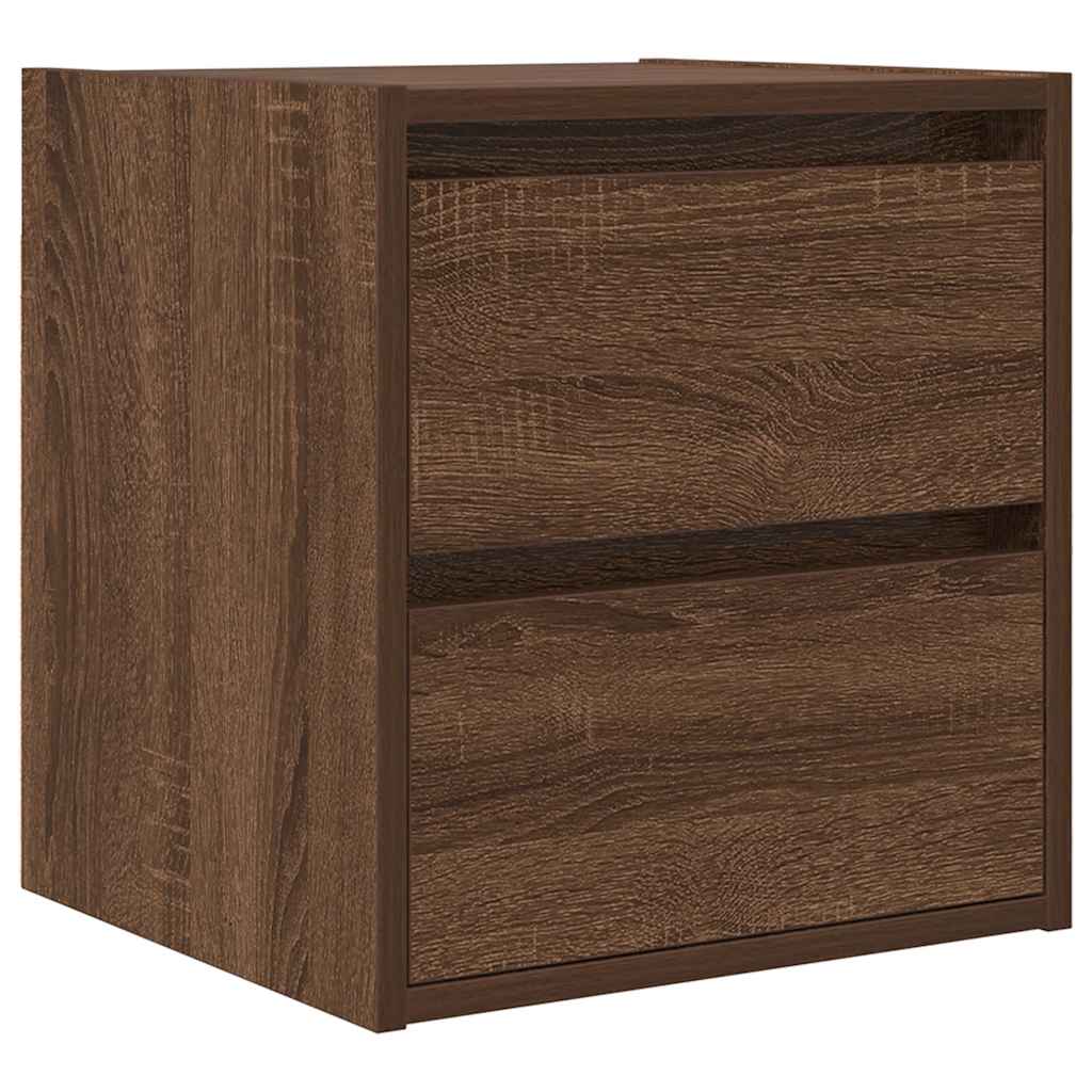 Veggmontert nattbord brun eik 38x34x40 cm