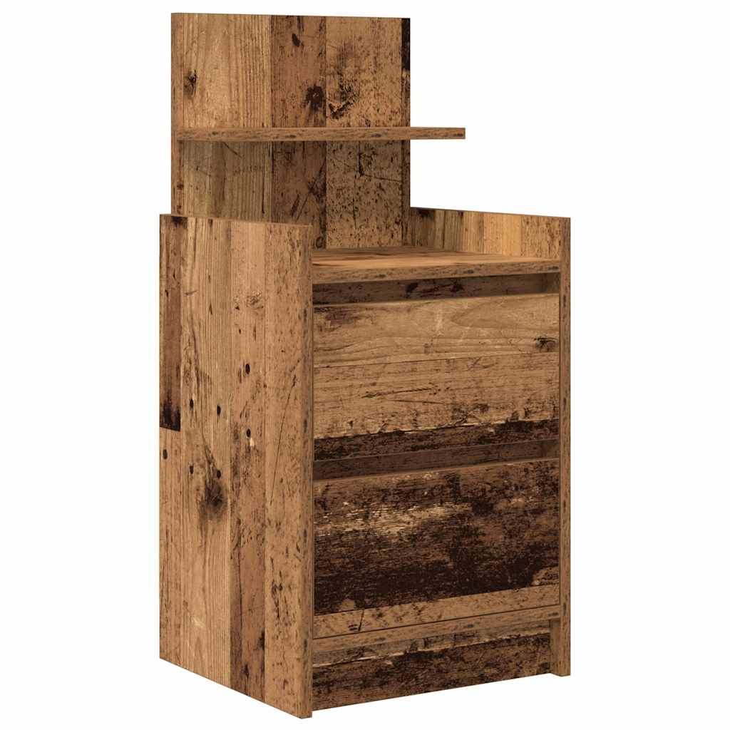Nattbord med 2 skuffer gammelt tre 38x34x80 cm