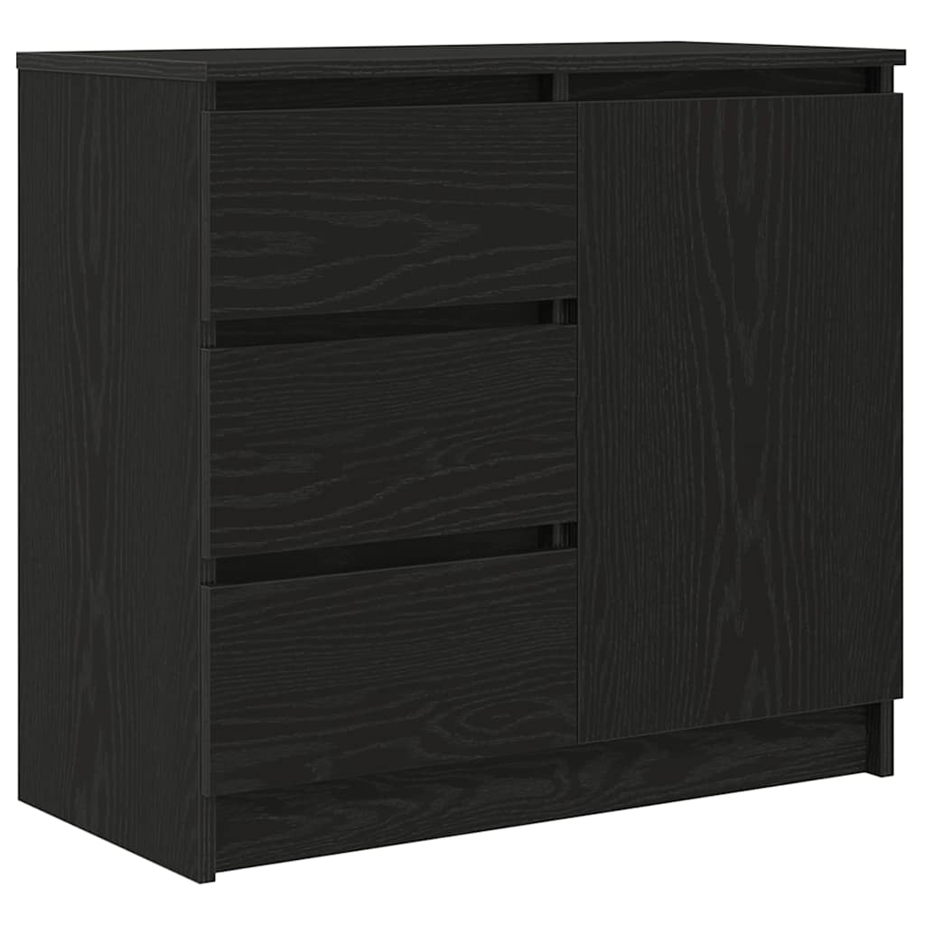 Skjenk med skuff svart eik 71x35x65 cm konstruert tre