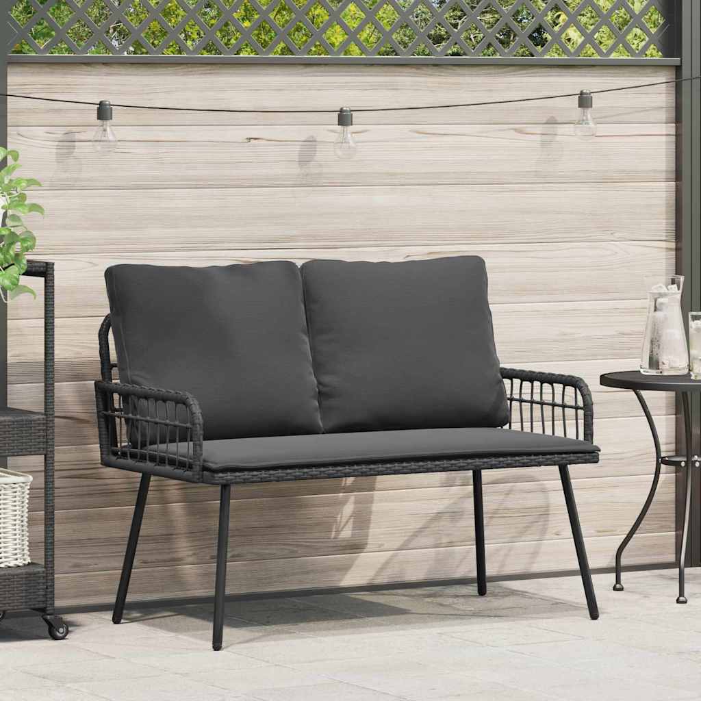 Hagebenk Svart 114x64x78 cm Poly Rattan