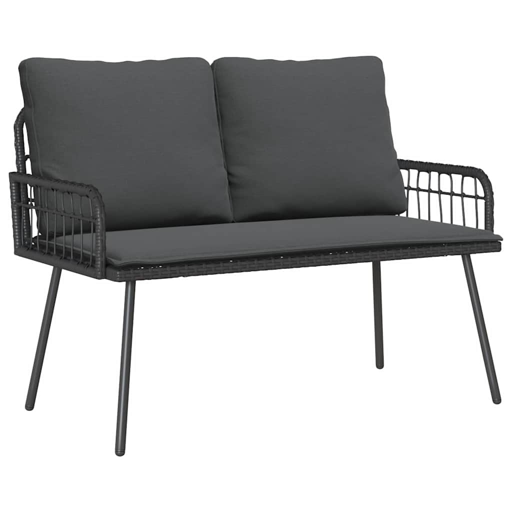 Hagebenk Svart 114x64x78 cm Poly Rattan