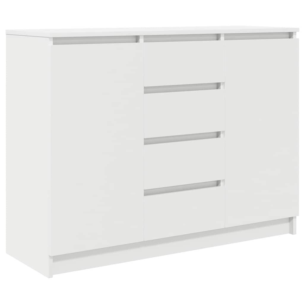 Skjenk med skuffer hvit 100,5x35x76 cm konstruert tre
