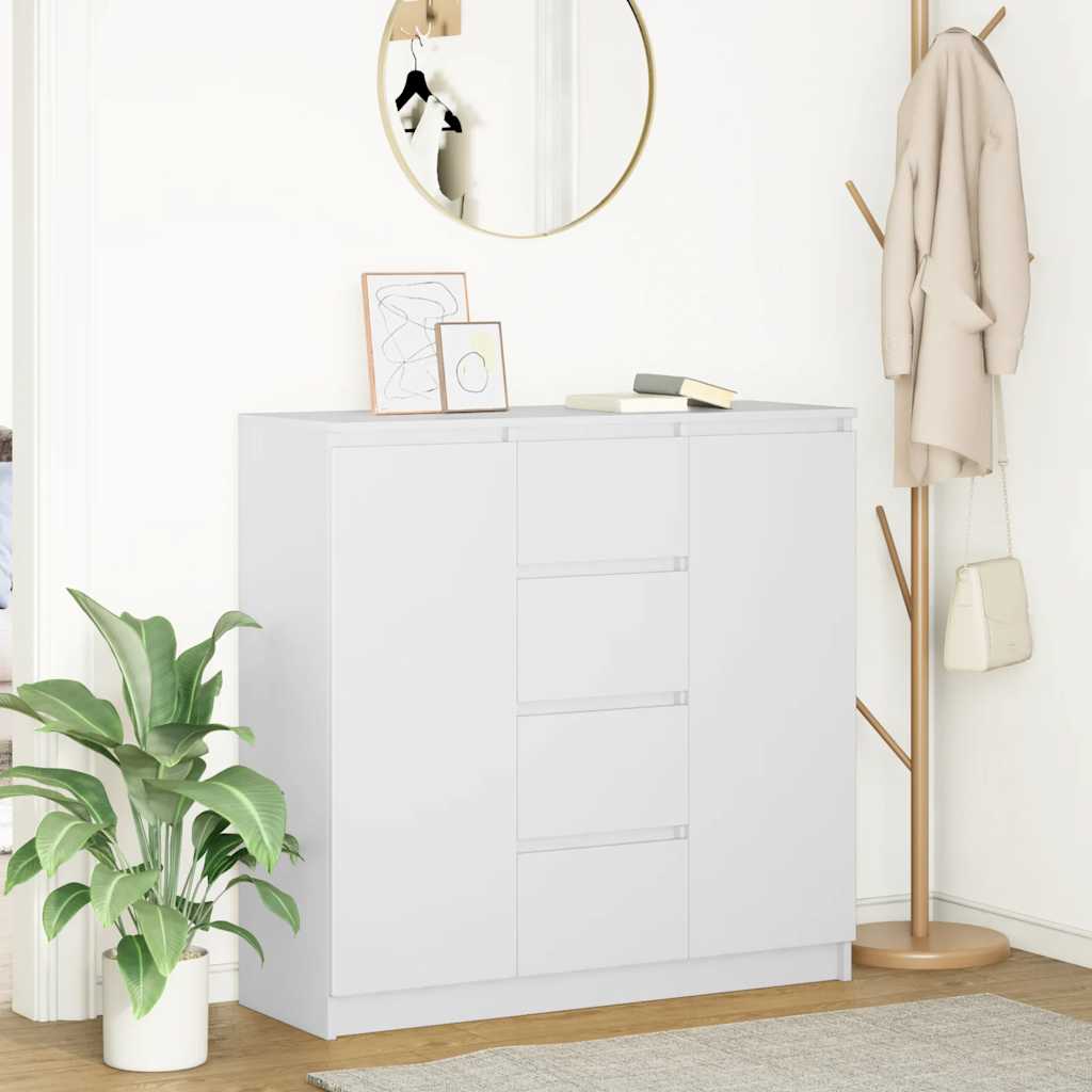 Skjenk med skuffer hvit 100,5x35x76 cm konstruert tre