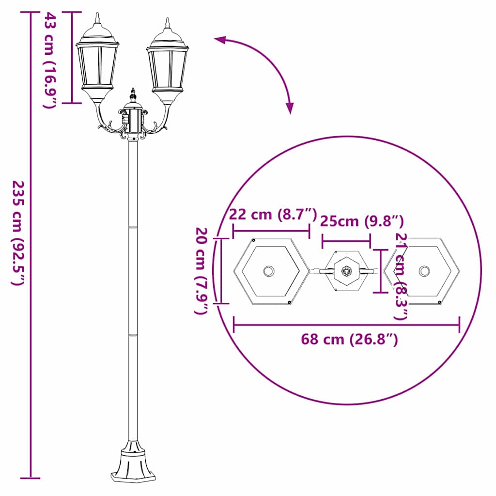Hage lyktestolpe Mørkegrønn Aluminium og Glass