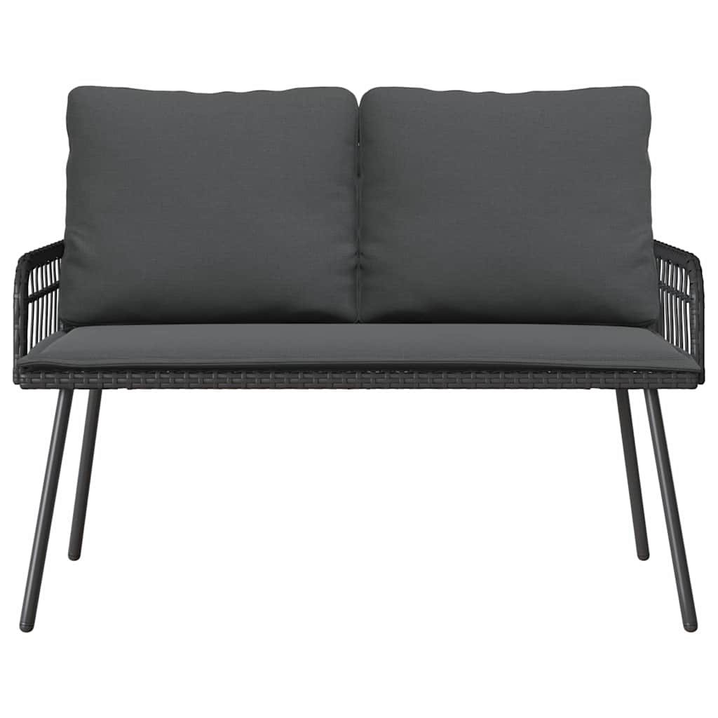 2 Delers Hage Spisestue Sett med Puter Svart Poly Rattan