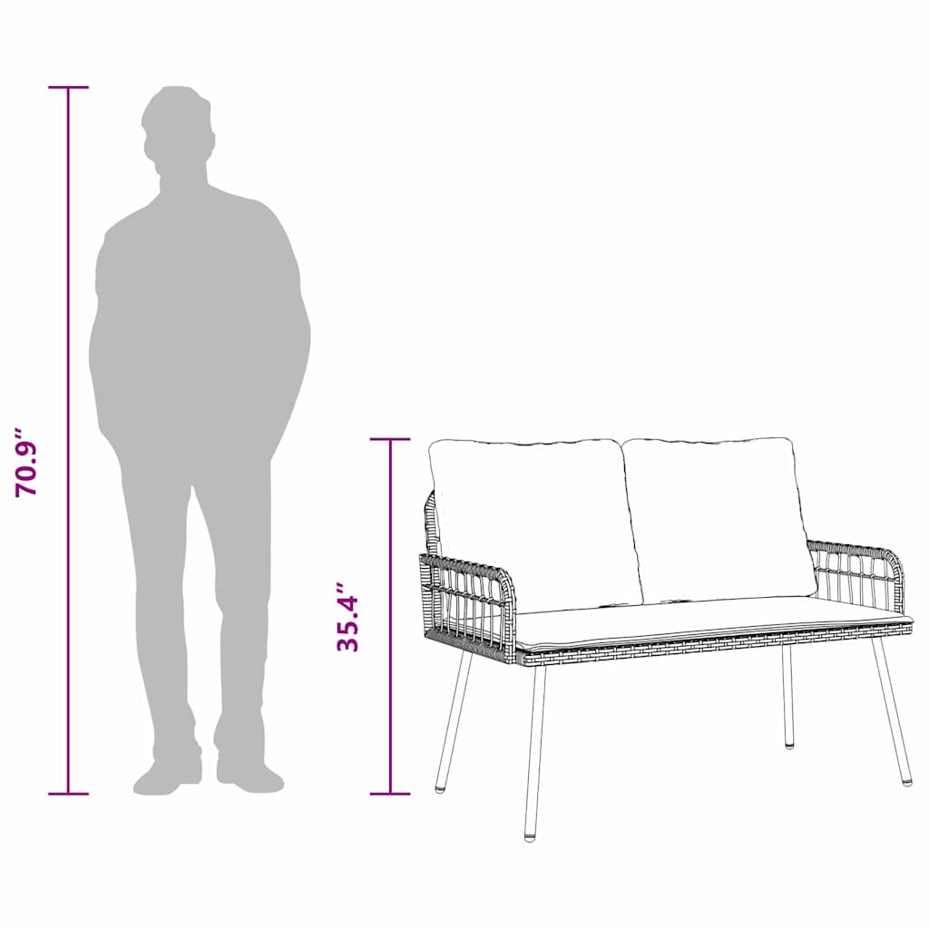 2-dels hagedinsett med puter i naturlig polyrotting
