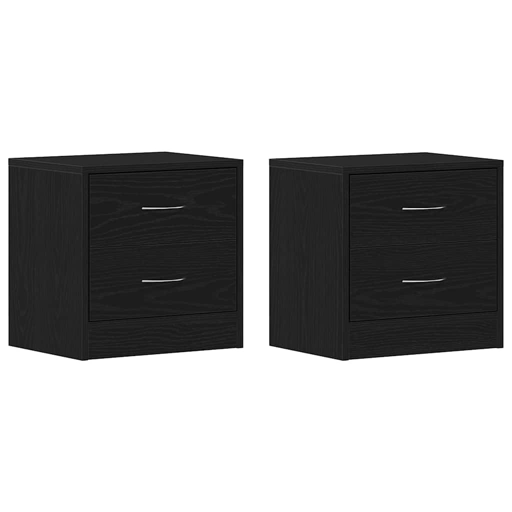 Nattbord 2 stk svart eik 40x30x40 cm sponplate