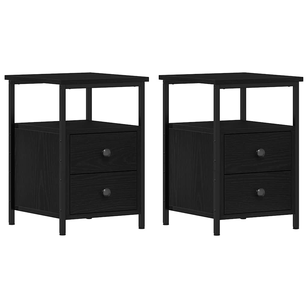 Nattbord 2 stk svart eik 34x35,5x50 cm konstruert tre