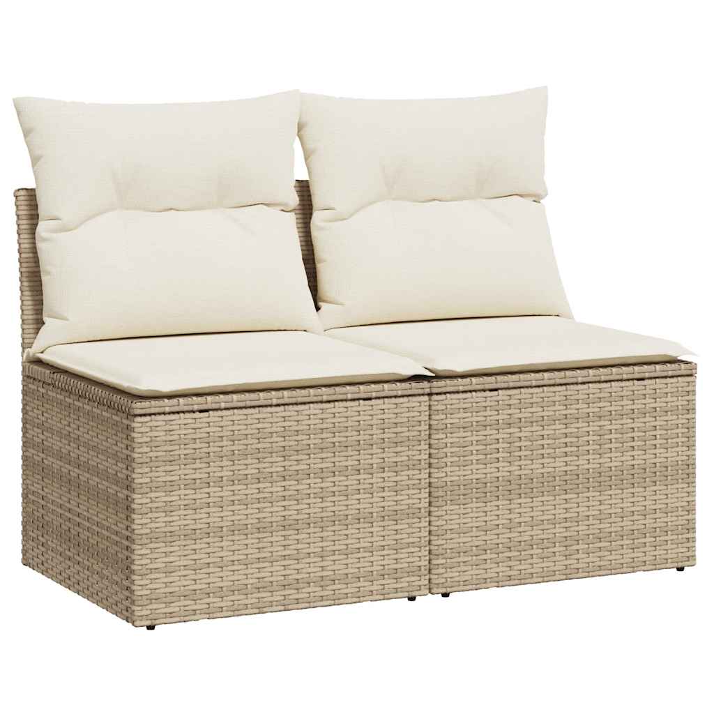 Hagesofaer med puter 2 deler beige polyrotting akasie