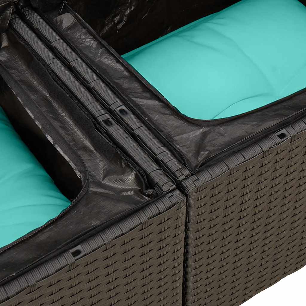 Hagesofaer med puter 7 deler svart polyrotting akasie