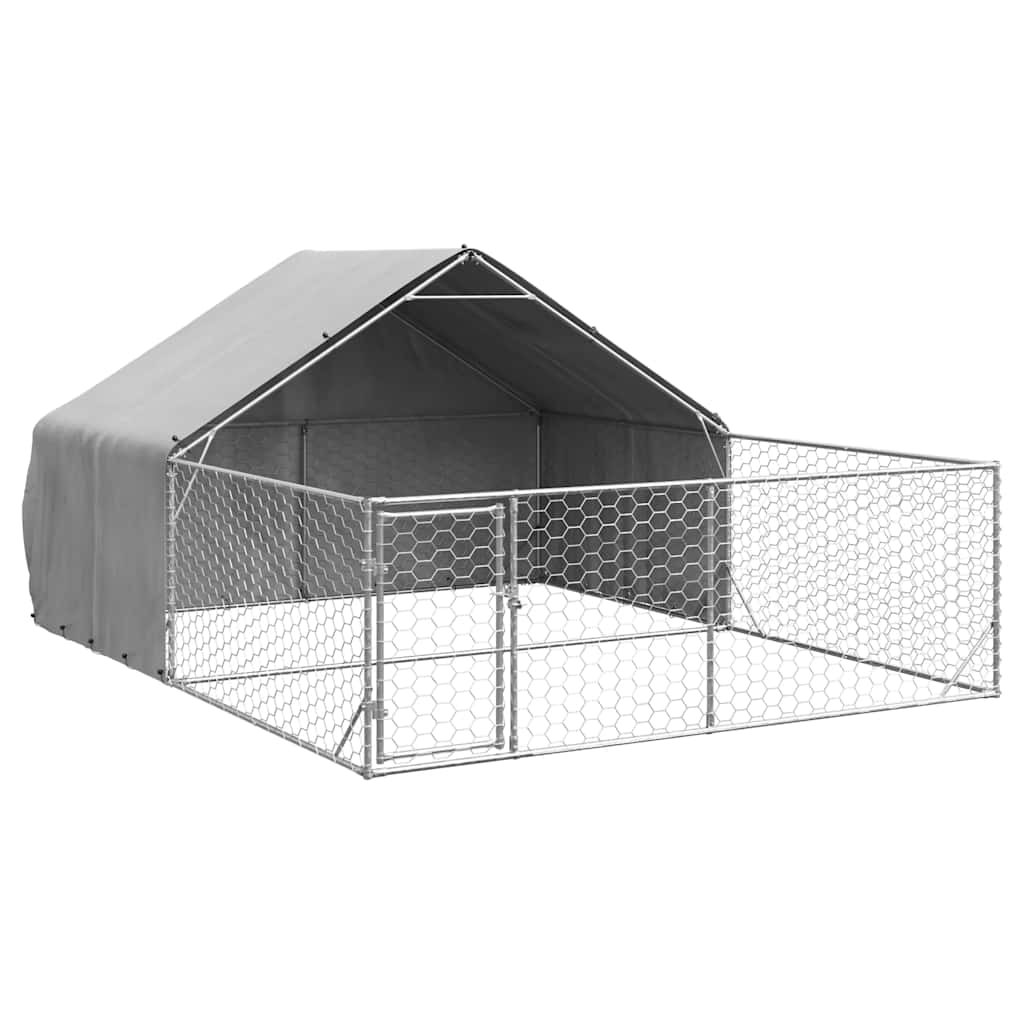 Utendørs hundekennel med løpegård 5x3x1,9 m galvanisert stål