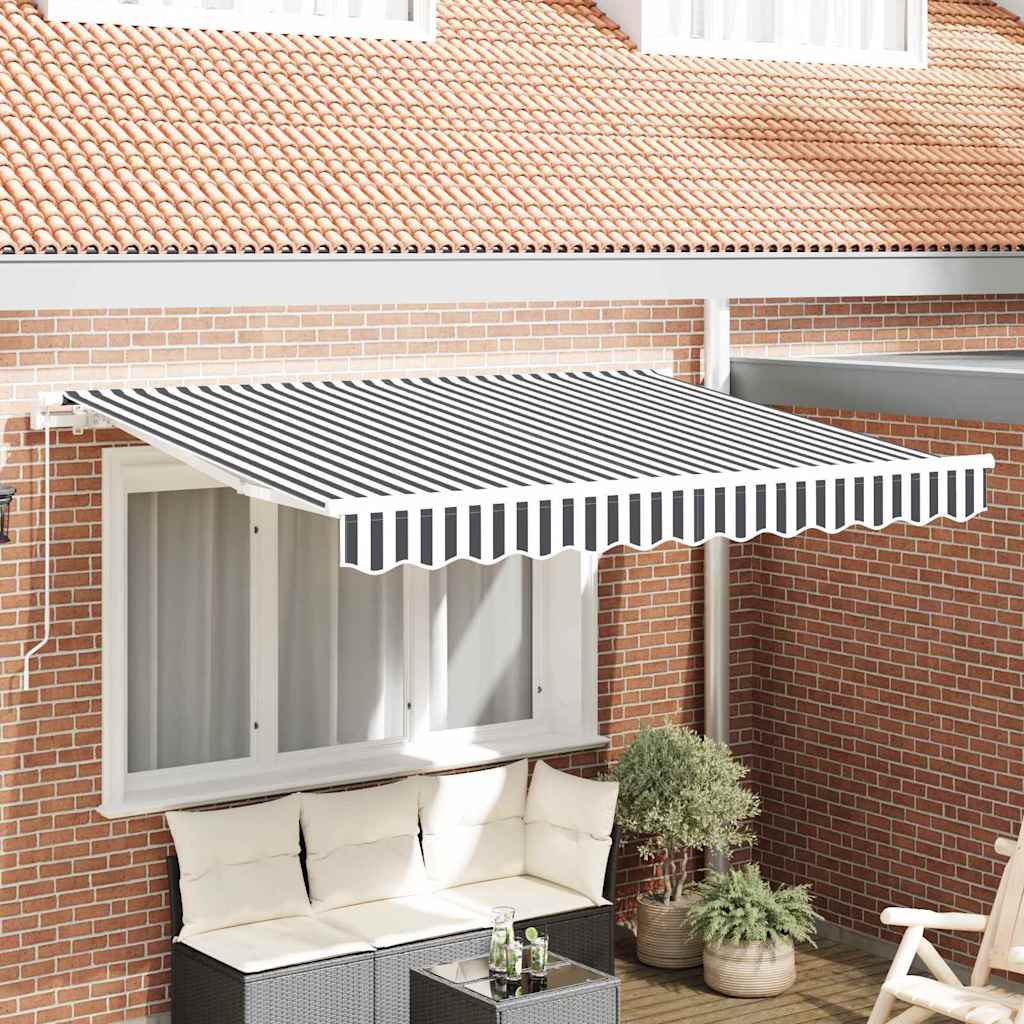 Reserveduk til markise Antrasitt og hvit 350 x 200 cm Lerret