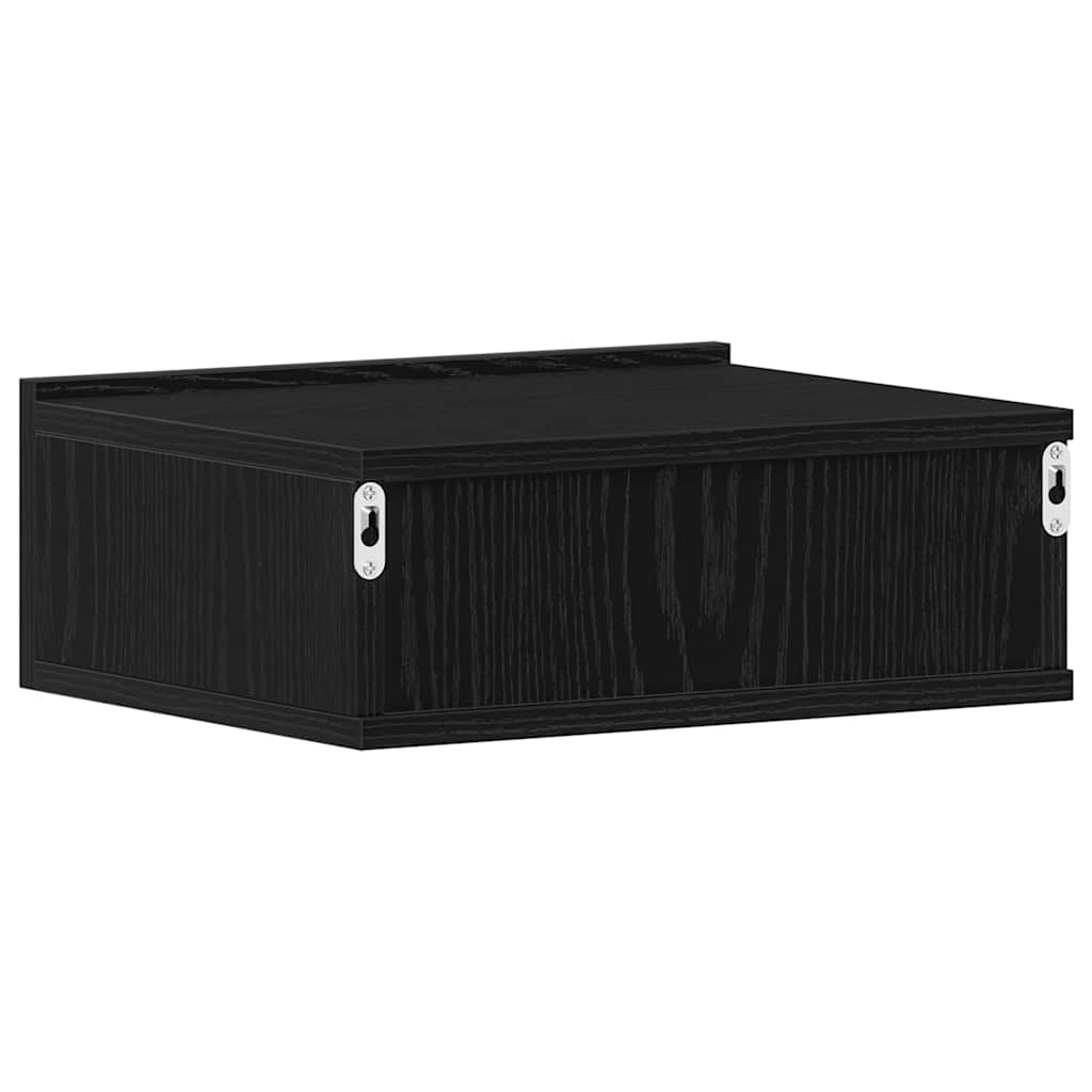 Flytende nattbord svart eik 40x32x15 cm konstruert tre