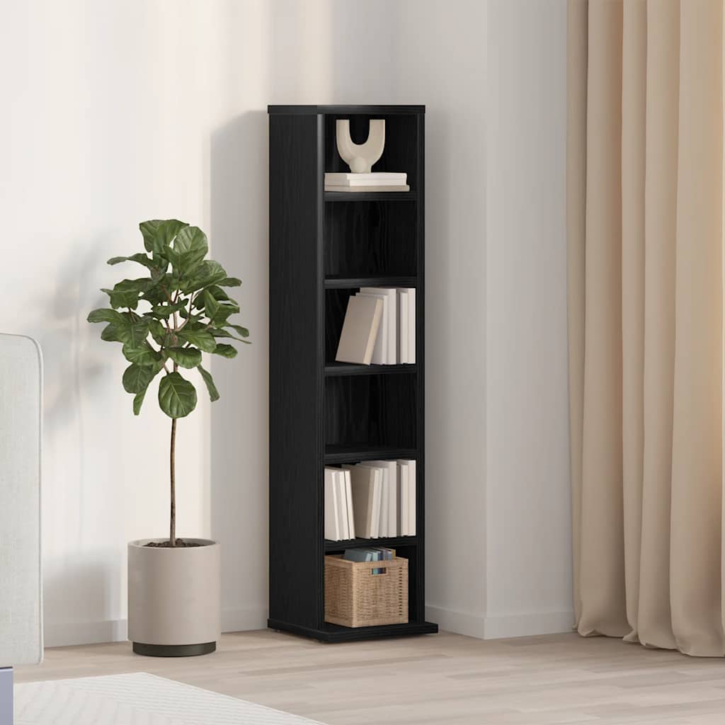 CD-skap svart eik 21x20x88 cm konstruert tre