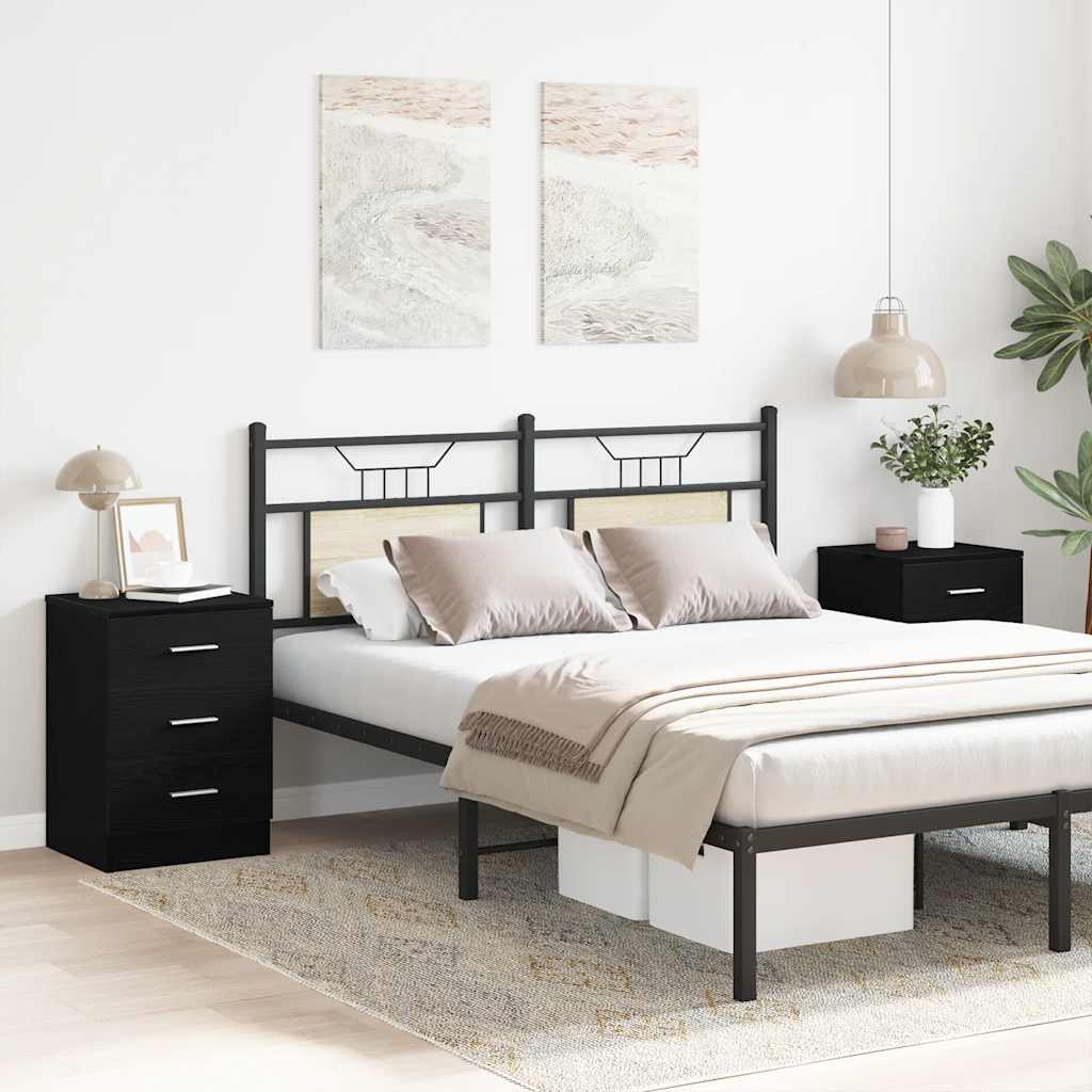 Nattbord 2 stk svart eik 38x35x55 cm konstruert tre