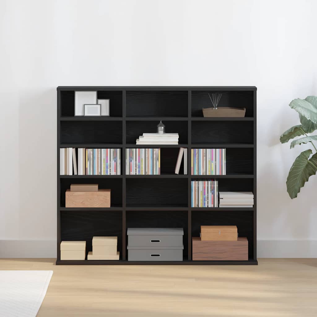 CD-skap svart eik 100,5x23x89,5 cm konstruert tre